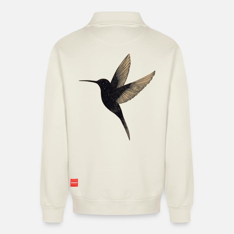 Kolibri - Relaxed Unisex Organic Half Zip Sweatshirt – von SPREAD - Naturweiß