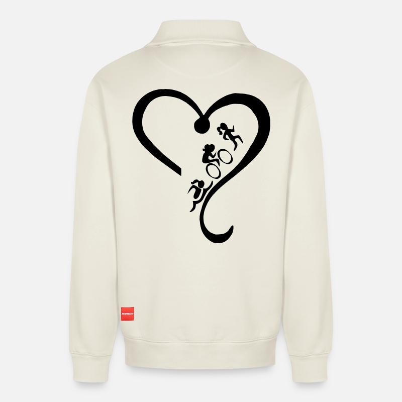 Triathlon-holic - Relaxed Unisex Organic Half Zip Sweatshirt – von SPREAD - Naturweiß