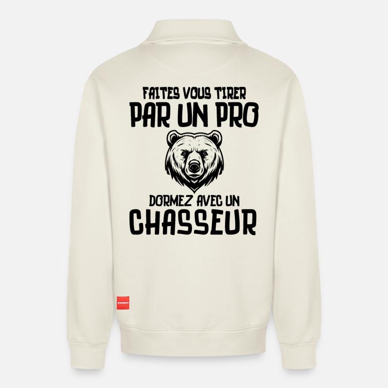 Jagd, Jäger, Anti-Jagd - Relaxed Unisex Organic Half Zip Sweatshirt – von SPREAD - Naturweiß