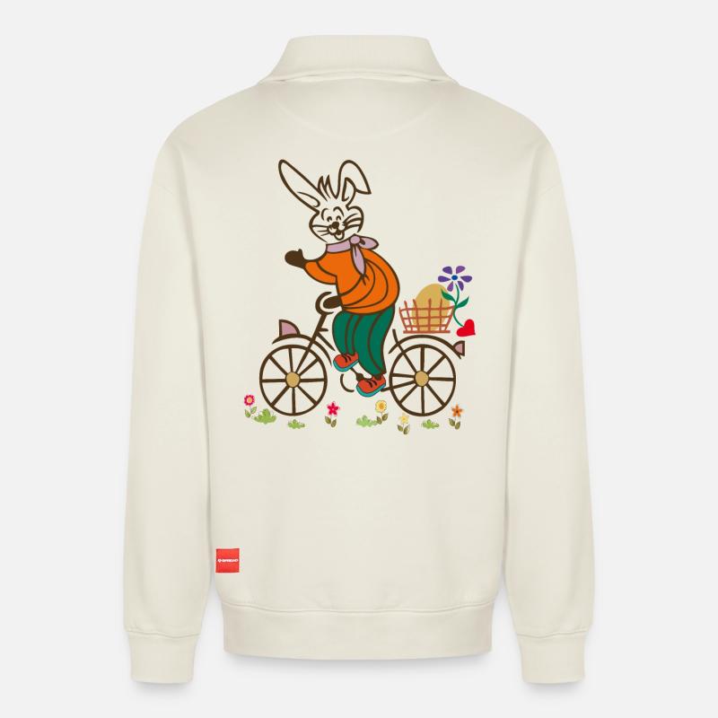 Easter , Easter Egg, Easter - Relaxed Unisex Organic Half Zip Sweatshirt – by SPREAD - off white
