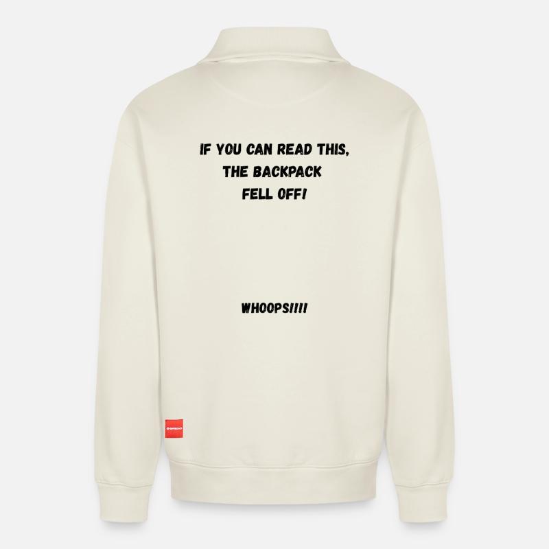 Backpack - Relaxed Unisex Organic Half Zip Sweatshirt – by SPREAD - off white