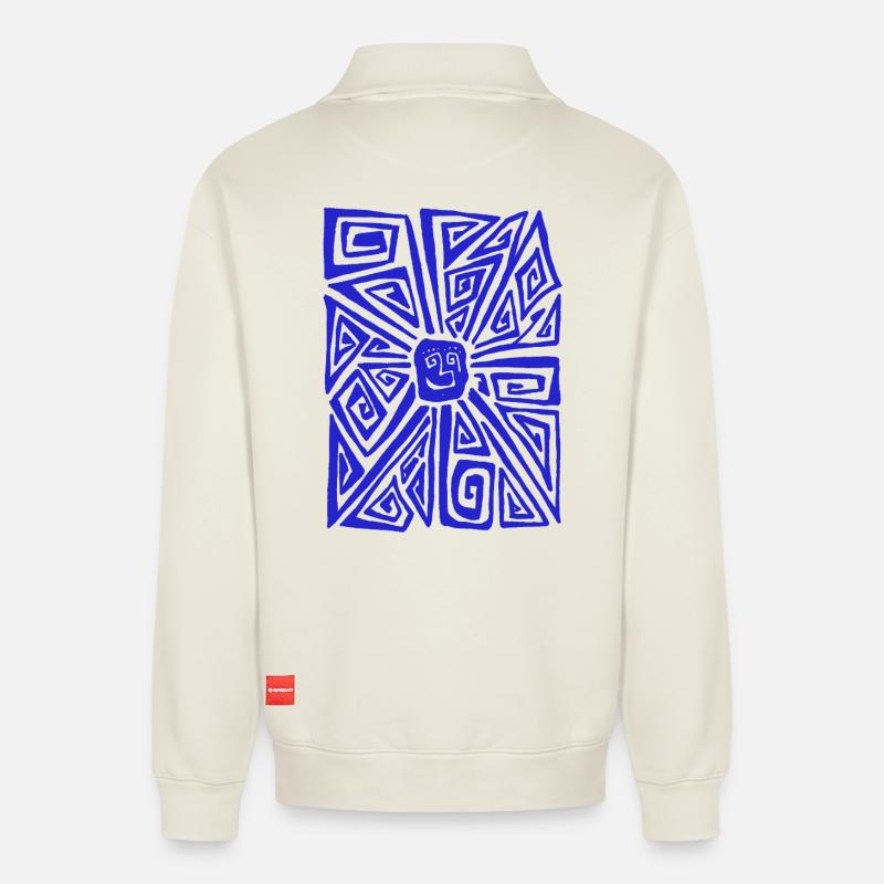 FREMDE SONNE - Relaxed Unisex Organic Half Zip Sweatshirt – von SPREAD - Naturweiß