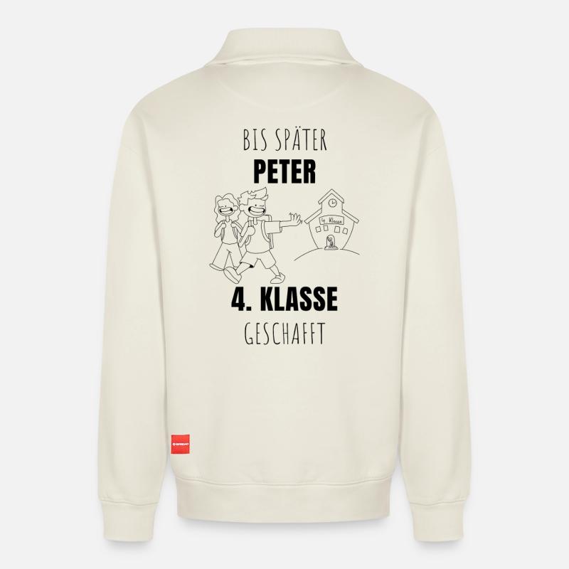 BIS SPAETER PETER - Relaxed Unisex Organic Half Zip Sweatshirt – von SPREAD - Naturweiß