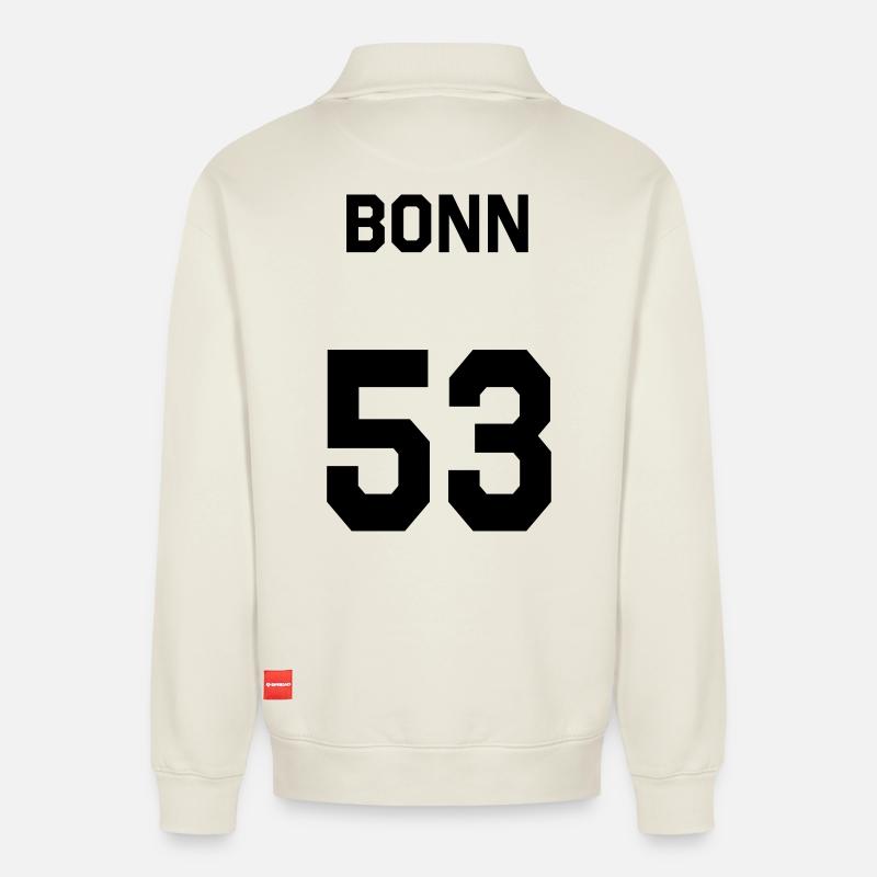 Bonn 53 - Relaxed Unisex Organic Half Zip Sweatshirt – von SPREAD - Naturweiß