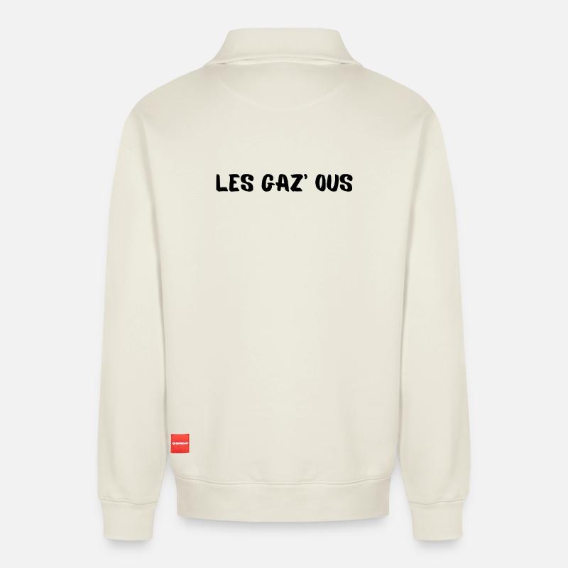 Die Gaz'elles - Relaxed Unisex Organic Half Zip Sweatshirt – von SPREAD - Naturweiß