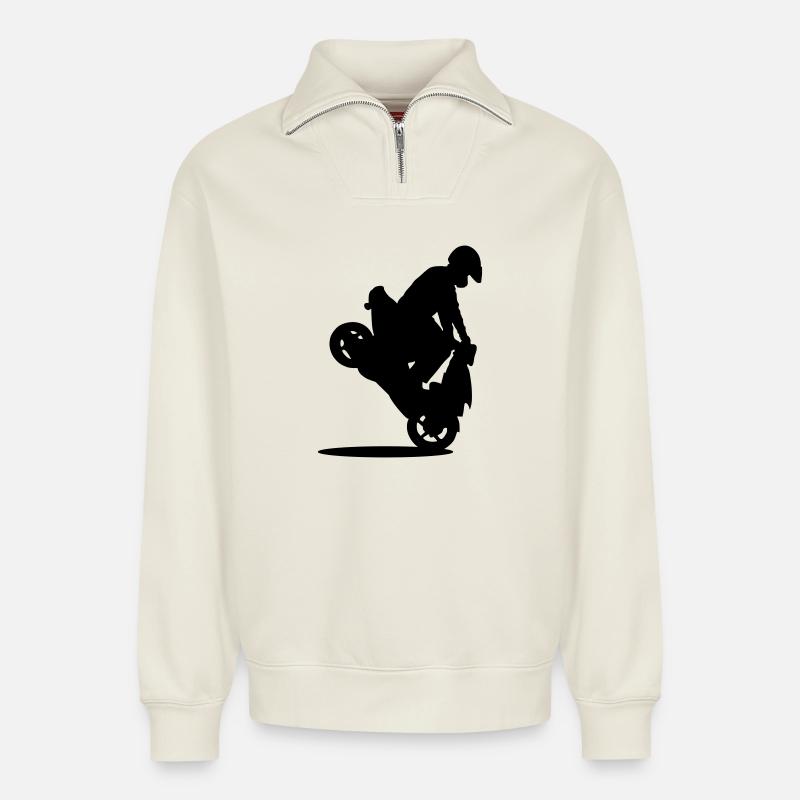 Roller Stunt - Relaxed Unisex Organic Half Zip Sweatshirt – von SPREAD - Naturweiß