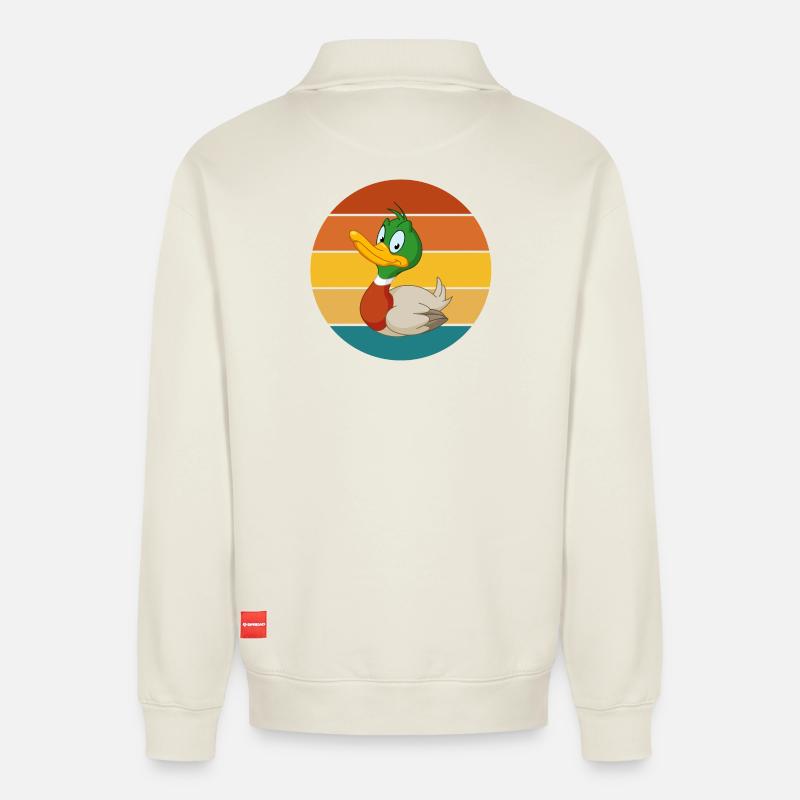jagd, entenjagd, jagd, jäger - Relaxed Unisex Organic Half Zip Sweatshirt – von SPREAD - Naturweiß