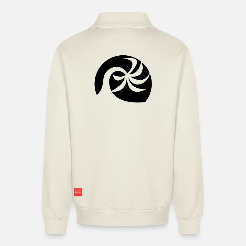 Palm beach - Relaxed Unisex Organic Half Zip Sweatshirt – by SPREAD - off white