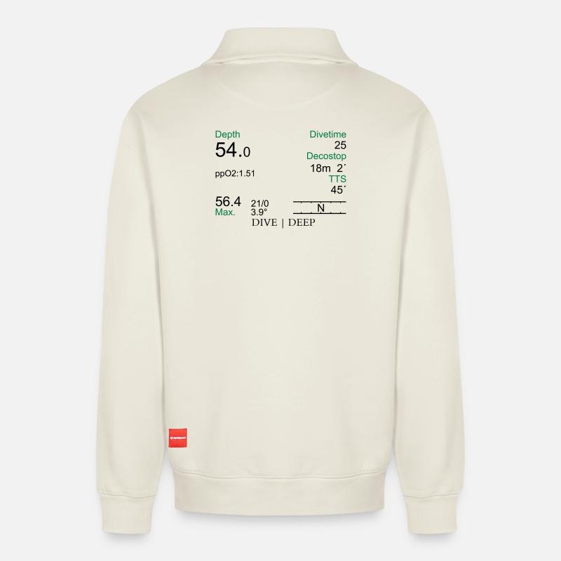 Tauchcomputer - Relaxed Unisex Organic Half Zip Sweatshirt – von SPREAD - Naturweiß
