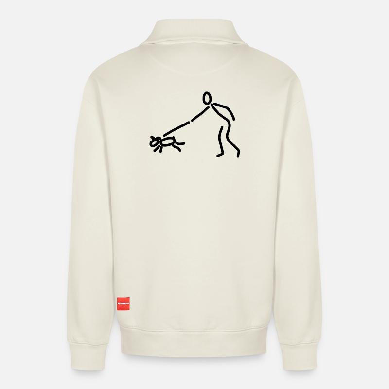 iYpsilon Hund gassi - Relaxed Unisex Organic Half Zip Sweatshirt – von SPREAD - Naturweiß