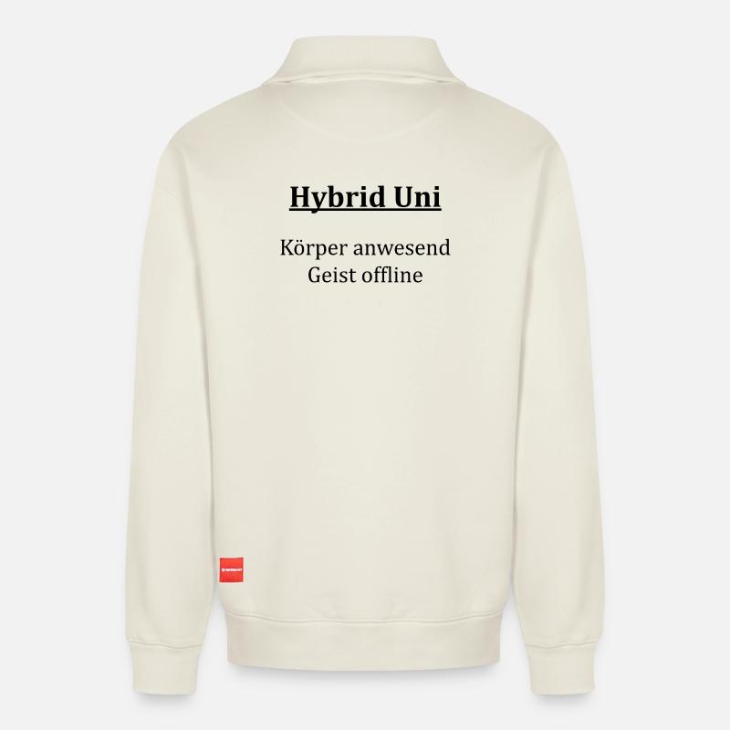 Unispruch "Hybrid Uni" Gift, Students - Relaxed Unisex Organic Half Zip Sweatshirt – by SPREAD - off white
