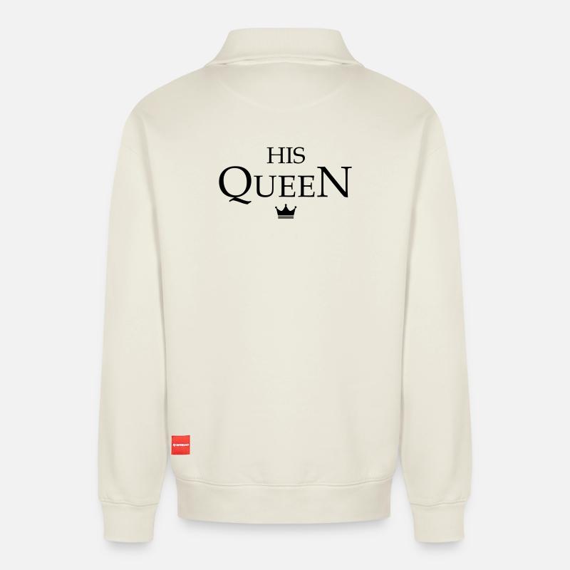Queen King Partnerlook - Relaxed Unisex Organic Half Zip Sweatshirt – von SPREAD - Naturweiß