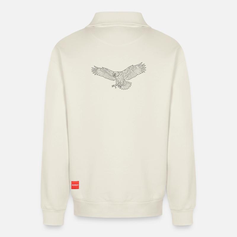majestic eagle - Relaxed Unisex Organic Half Zip Sweatshirt – by SPREAD - off white