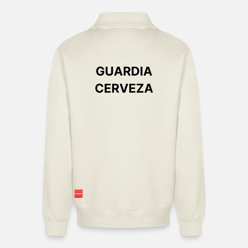 Bierpolizei. 17. Polizeirevier - Relaxed Unisex Organic Half Zip Sweatshirt – von SPREAD - Naturweiß