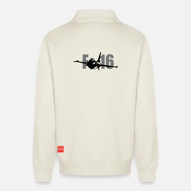 mr_adrenalin_pilot - Relaxed Unisex Organic Half Zip Sweatshirt – by SPREAD - off white