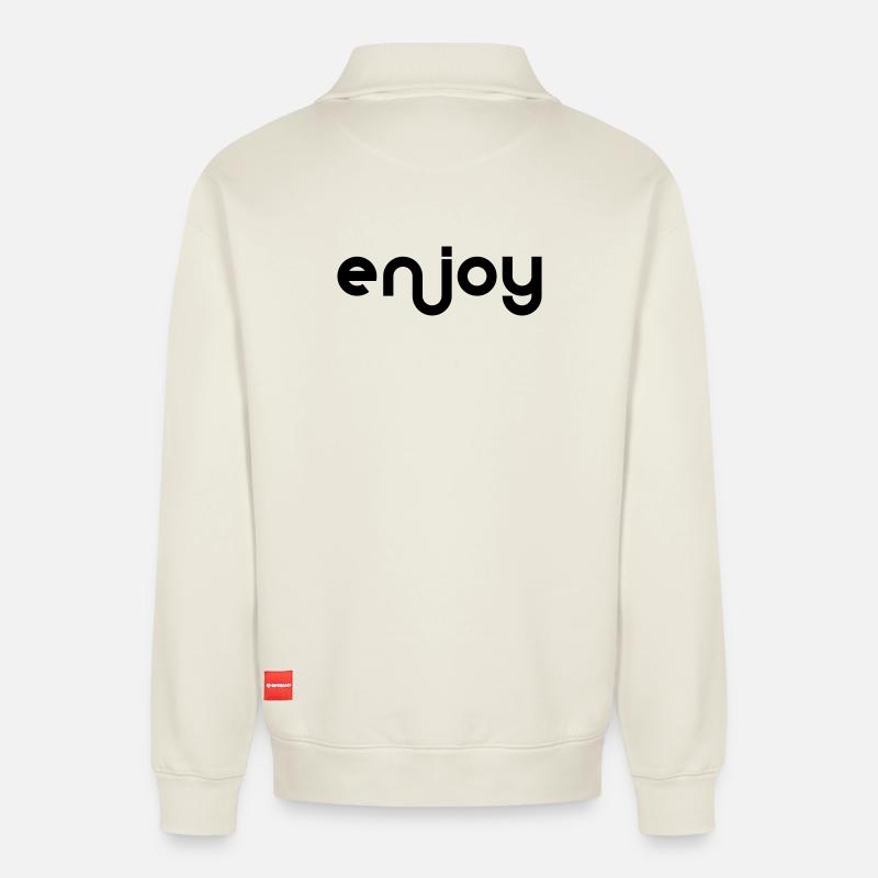 Enjoy - Relaxed Unisex Organic Half Zip Sweatshirt – von SPREAD - Naturweiß
