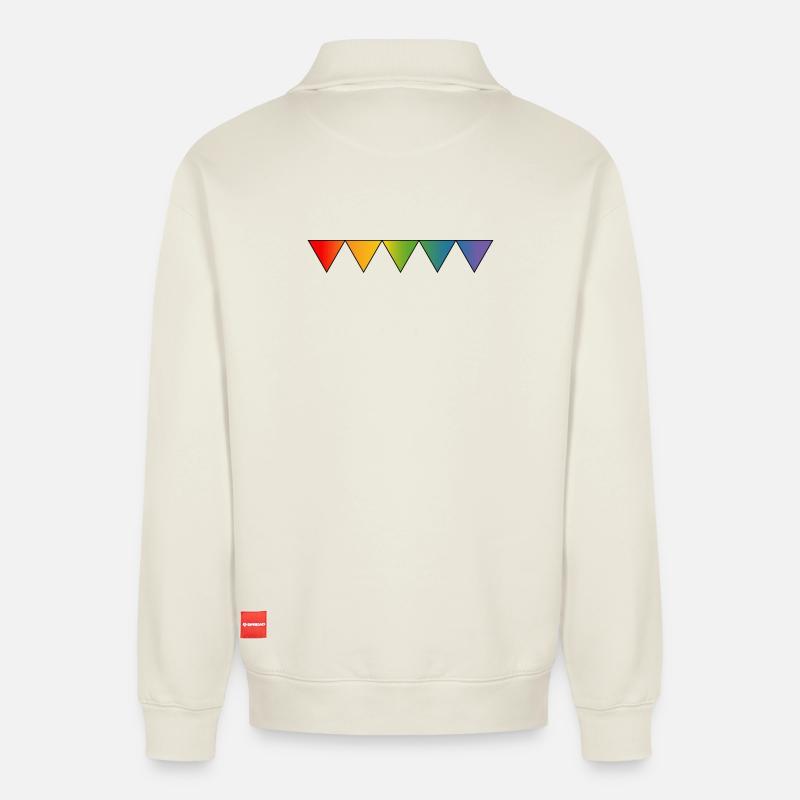 Regenbogen queer triangles - Relaxed Unisex Organic Half Zip Sweatshirt – von SPREAD - Naturweiß