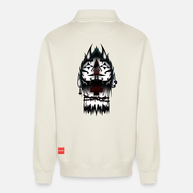 Gefallener Dämon - Relaxed Unisex Organic Half Zip Sweatshirt – von SPREAD - Naturweiß