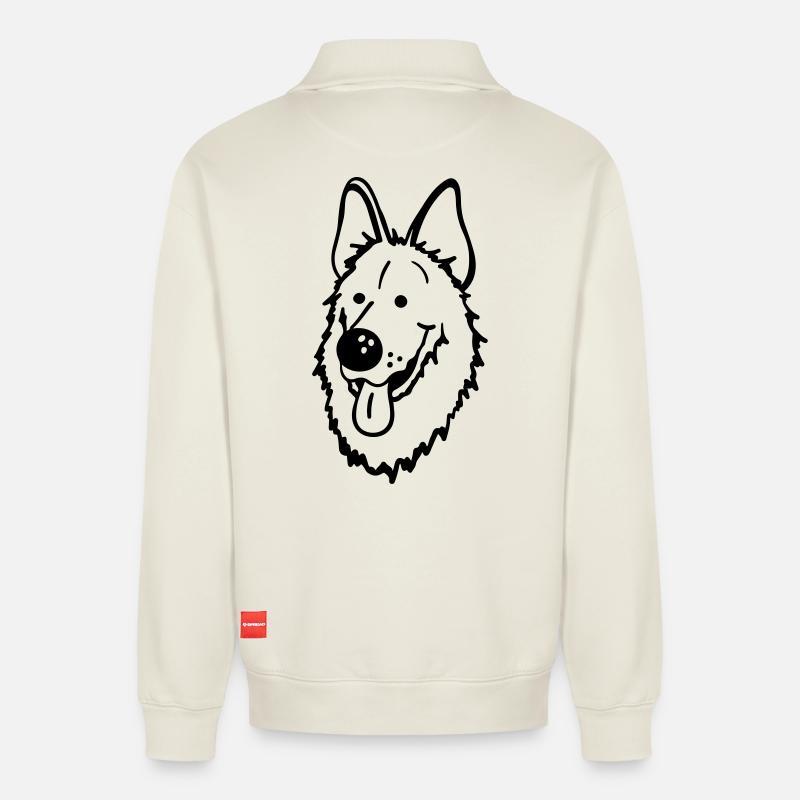 German Shepherd - Relaxed Unisex Organic Half Zip Sweatshirt – by SPREAD - off white