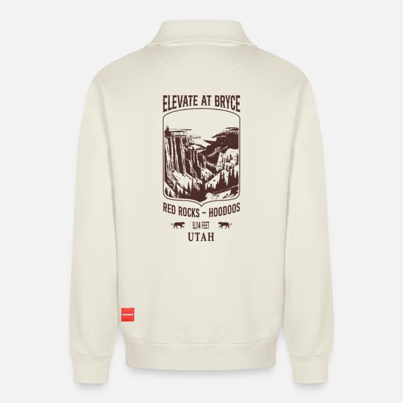 Elevate at Bryce - Sweat unisexe décontracté en coton biologique à demi-zip – de SPREAD - blanc cassé