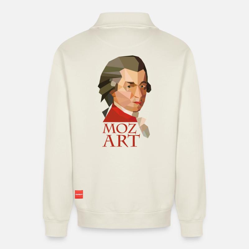 Mozart - Relaxed Unisex Organic Half Zip Sweatshirt – von SPREAD - Naturweiß