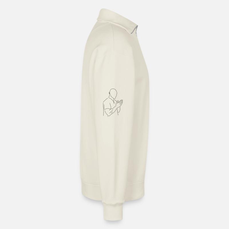 Johnny - Relaxed Unisex Organic Half Zip Sweatshirt – by SPREAD - off white