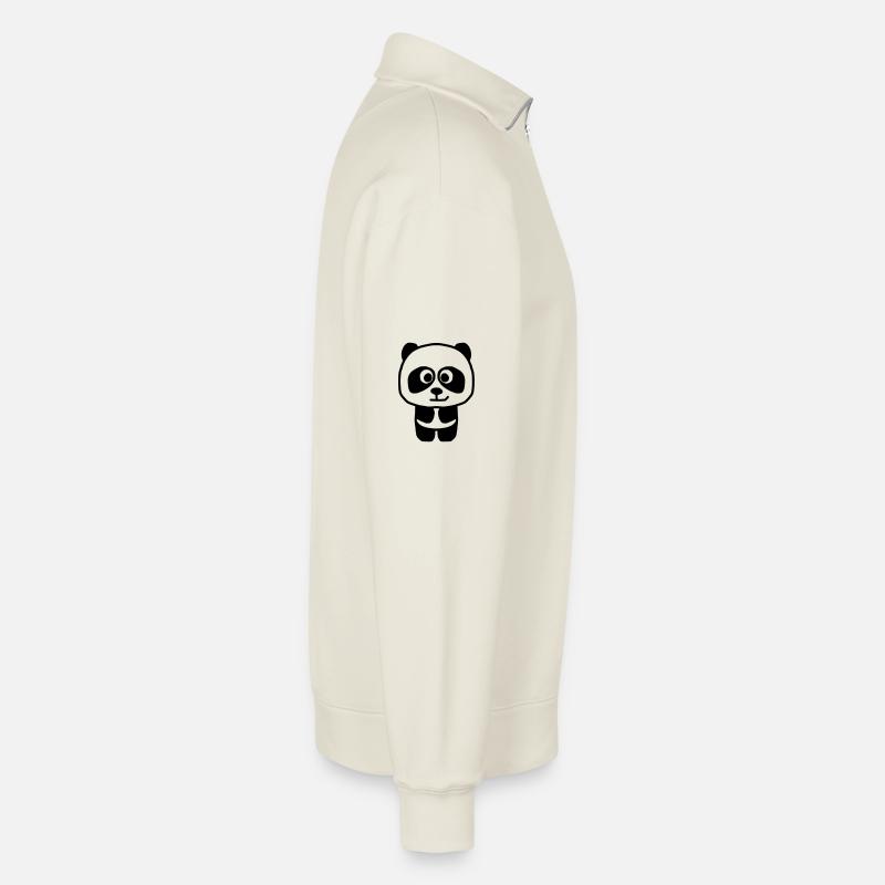 Panda - Sweat unisexe décontracté en coton biologique à demi-zip – de SPREAD - blanc cassé