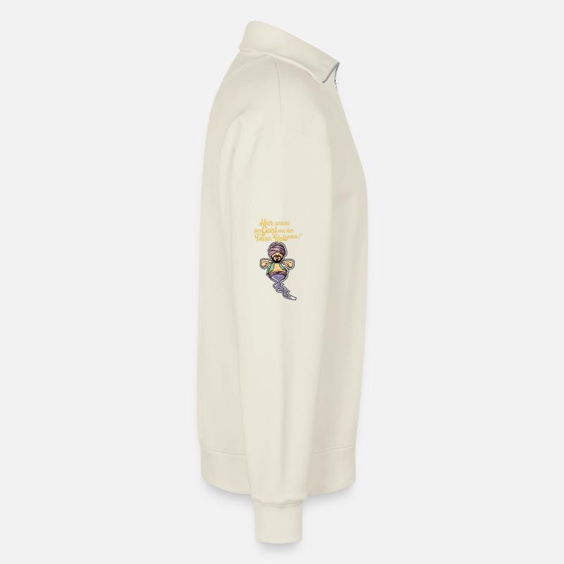Geist aus der Tasse - Relaxed Unisex Organic Half Zip Sweatshirt – von SPREAD - Naturweiß