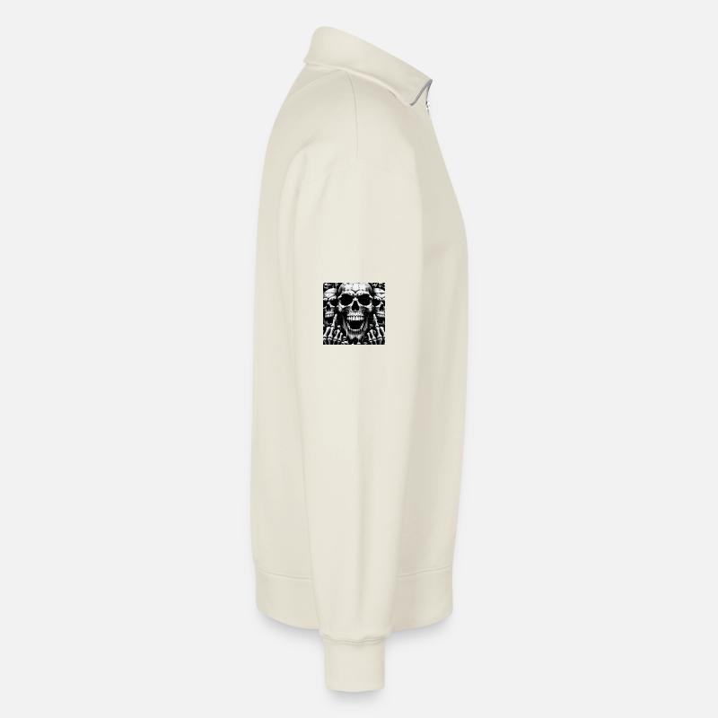 Rock 'n' Roll-Design > Skelettköpfe Statement > - Relaxed Unisex Organic Half Zip Sweatshirt – von SPREAD - Naturweiß