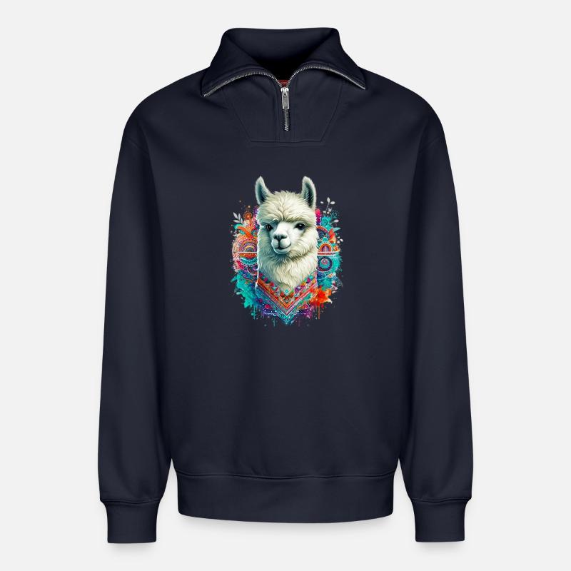 Alpaka - Relaxed Unisex Organic Half Zip Sweatshirt – von SPREAD - Navy