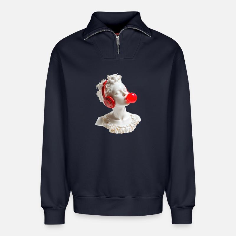 Marble & Beats - Relaxed Unisex Organic Half Zip Sweatshirt – by SPREAD - navy
