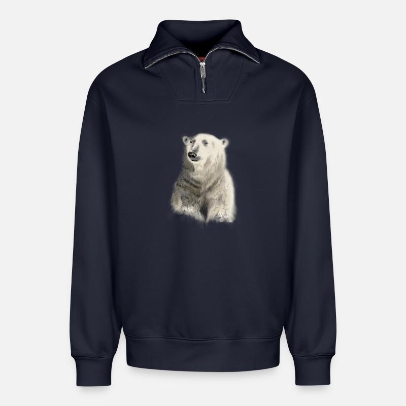Eisbär - Relaxed Unisex Organic Half Zip Sweatshirt – von SPREAD - Navy