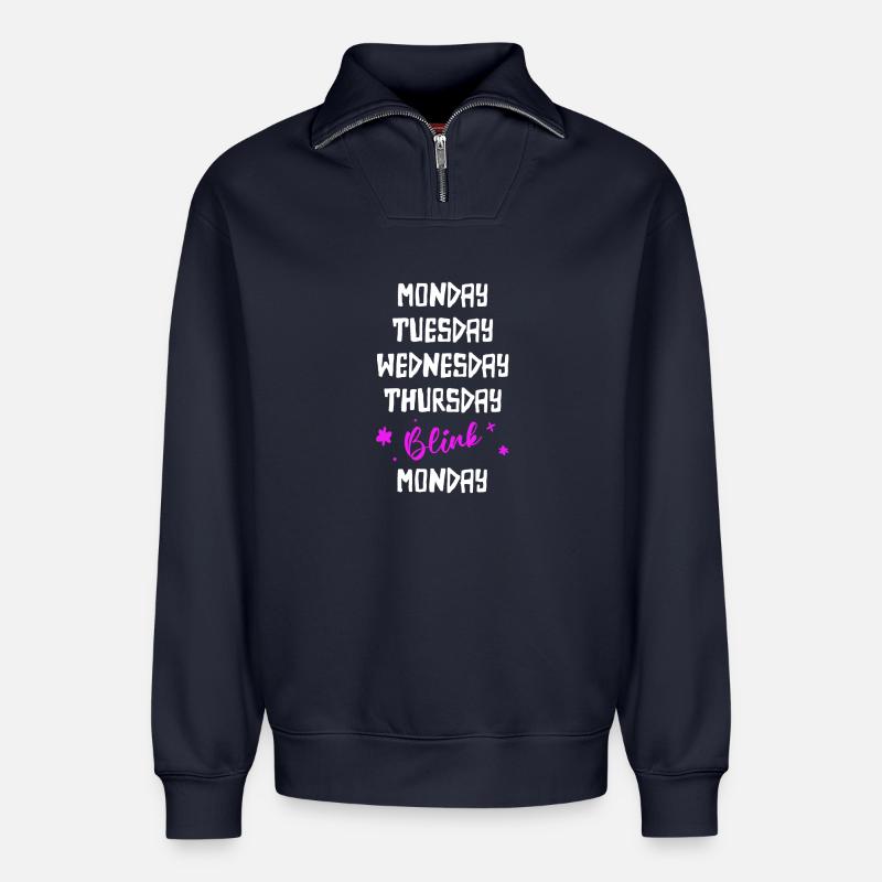 Wochenende - Relaxed Unisex Organic Half Zip Sweatshirt – von SPREAD - Navy