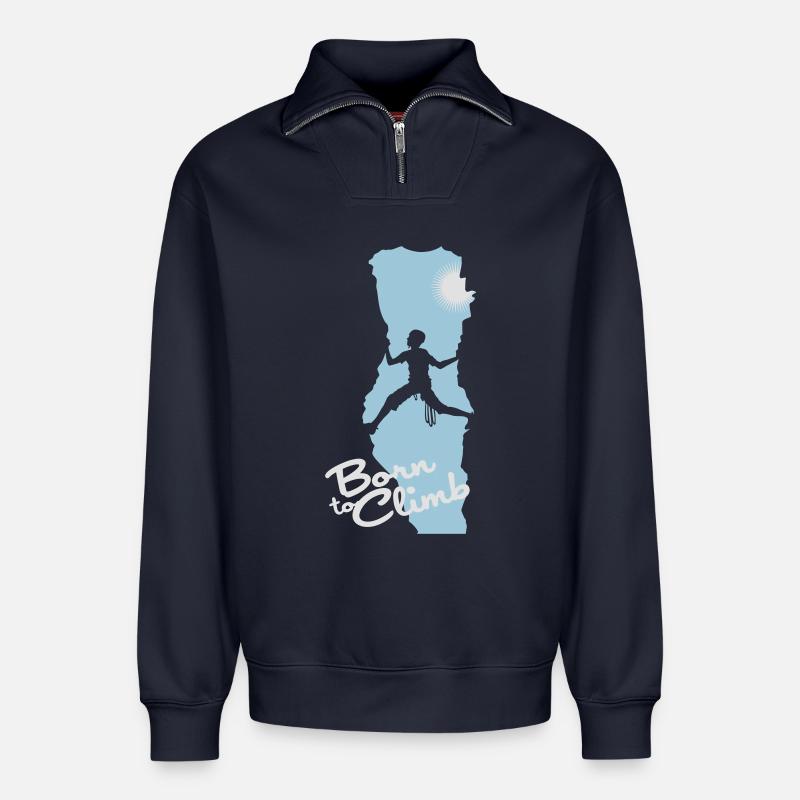 Escalade flex - Sweat unisexe décontracté en coton biologique à demi-zip – de SPREAD - bleu marine