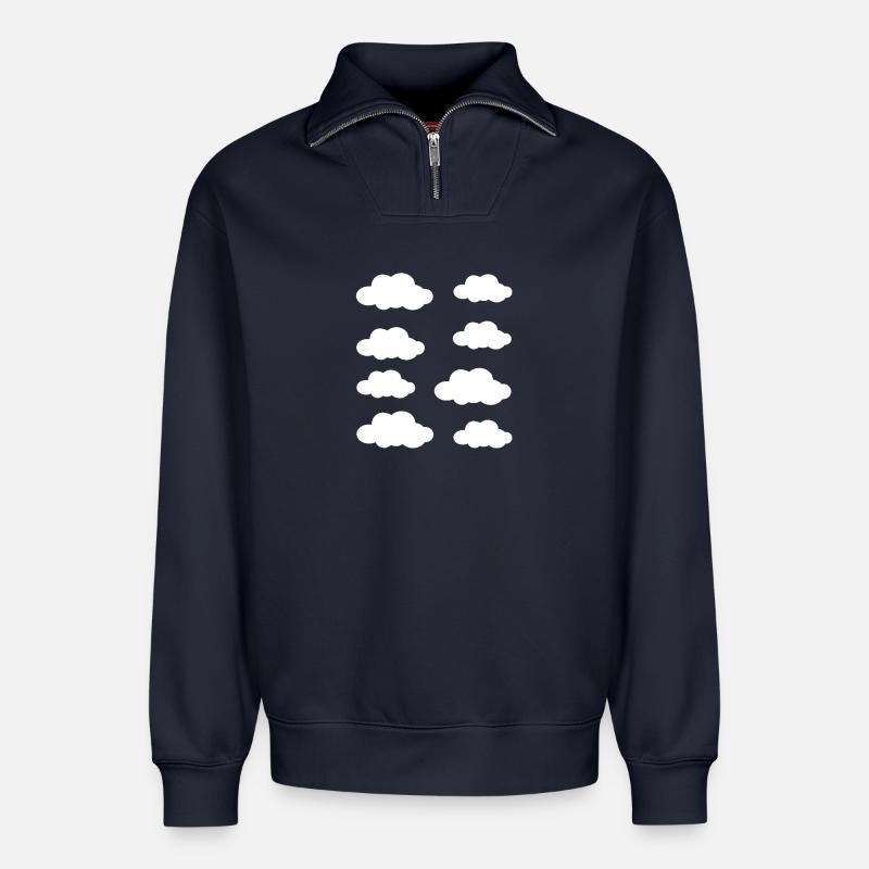 Weiße Wolken - Relaxed Unisex Organic Half Zip Sweatshirt – von SPREAD - Navy