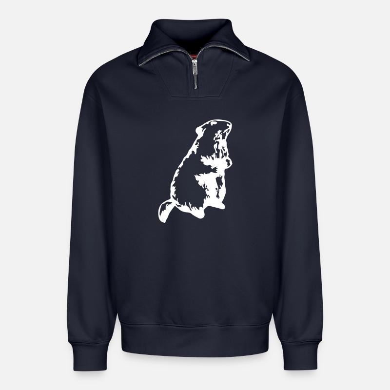 Murmeltier - Relaxed Unisex Organic Half Zip Sweatshirt – von SPREAD - Navy