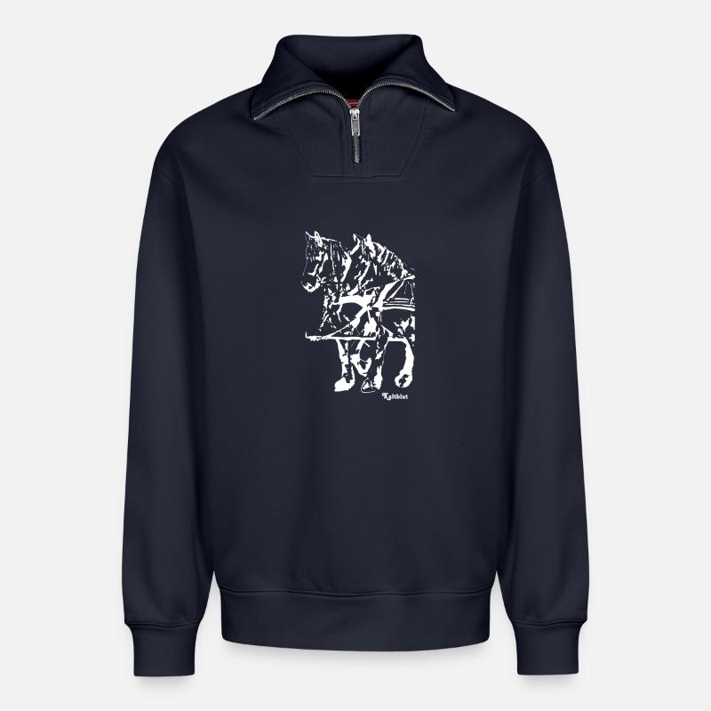 gespannkaltblutweiss - Relaxed Unisex Organic Half Zip Sweatshirt – von SPREAD - Navy