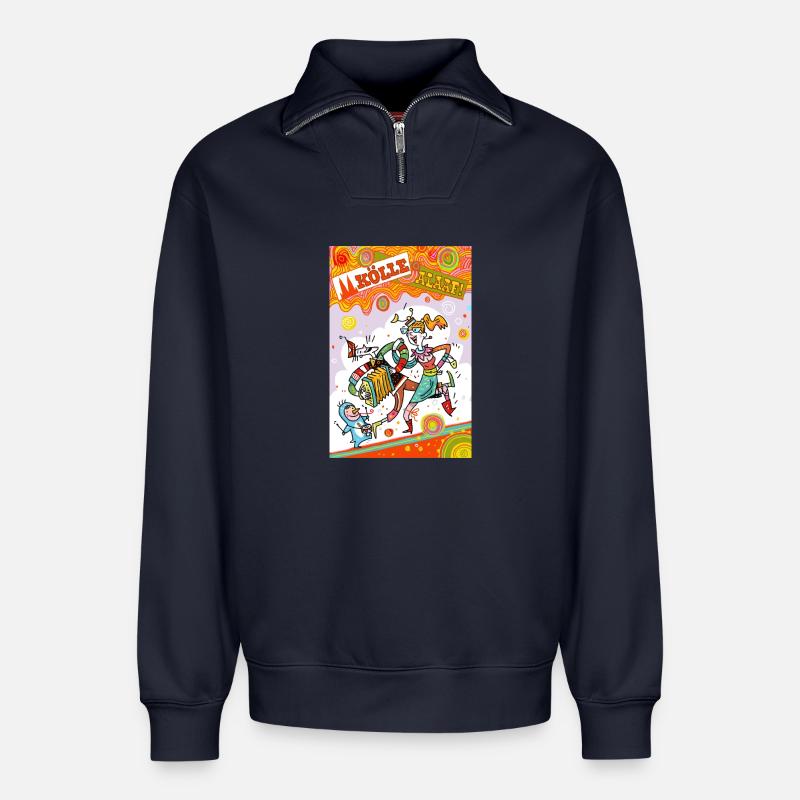 Kölner Karneval Farbenfest Alaaf - Relaxed Unisex Organic Half Zip Sweatshirt – von SPREAD - Navy