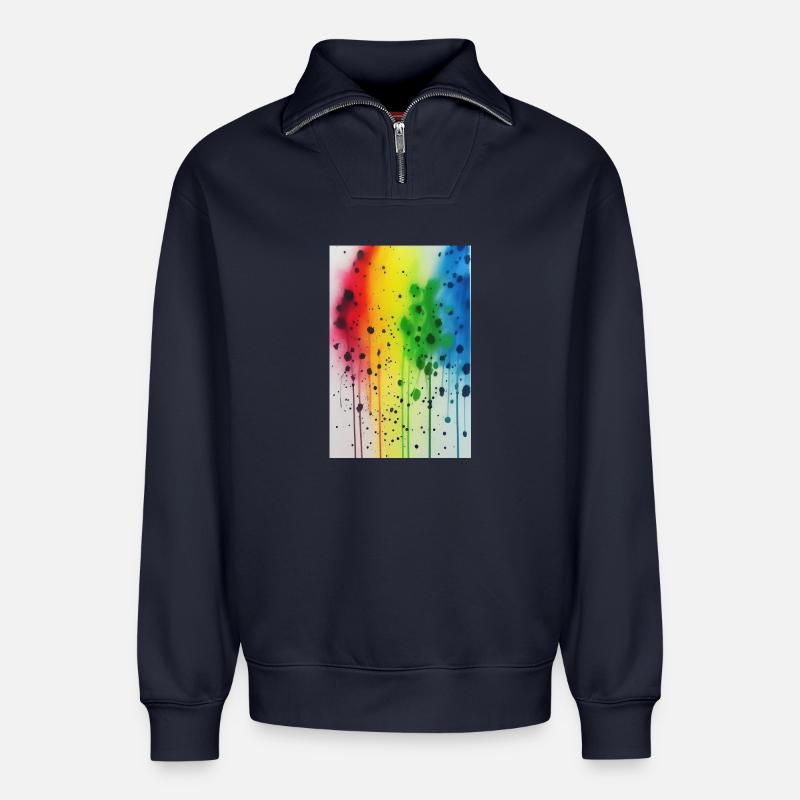 Farbspritzer - Relaxed Unisex Organic Half Zip Sweatshirt – von SPREAD - Navy
