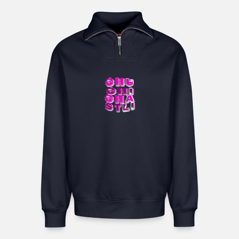 Chuchichästli Kultbegriff Schweizer Dialekt - Relaxed Unisex Organic Half Zip Sweatshirt – von SPREAD - Navy