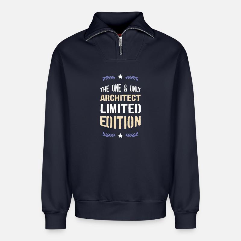 Architecte Édition Limitée - Sweat unisexe décontracté en coton biologique à demi-zip – de SPREAD - bleu marine