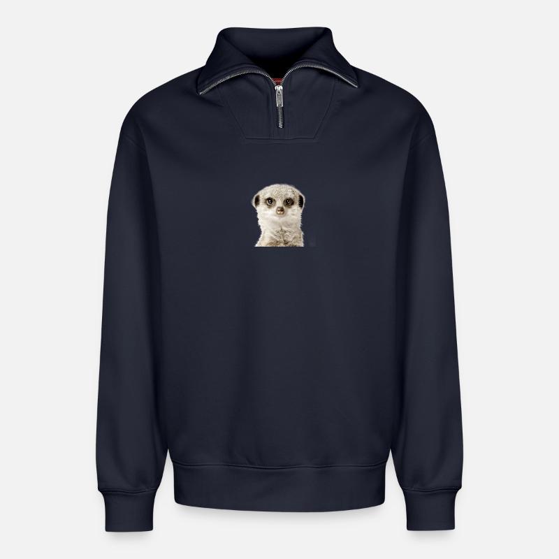 Erdmännchen - Relaxed Unisex Organic Half Zip Sweatshirt – von SPREAD - Navy