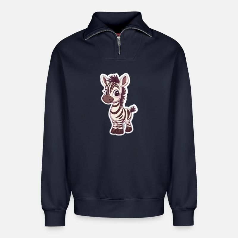 Zebra - Relaxed Unisex Organic Half Zip Sweatshirt – von SPREAD - Navy
