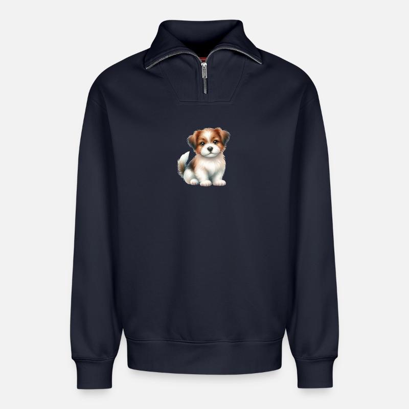 Süßer Hund - Relaxed Unisex Organic Half Zip Sweatshirt – von SPREAD - Navy