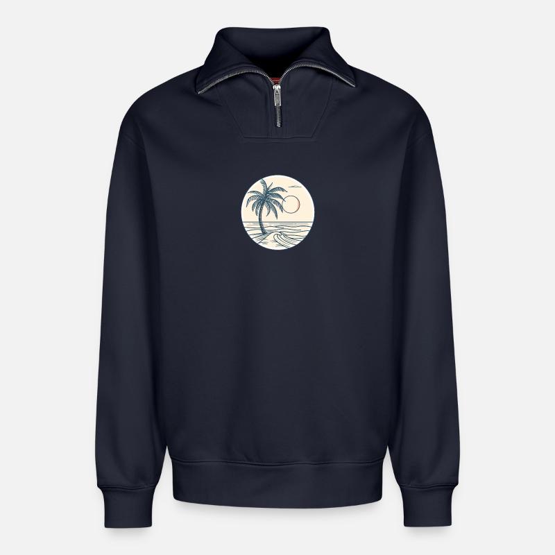 Palm Beach Sunset - Relaxed Unisex Organic Half Zip Sweatshirt – by SPREAD - navy