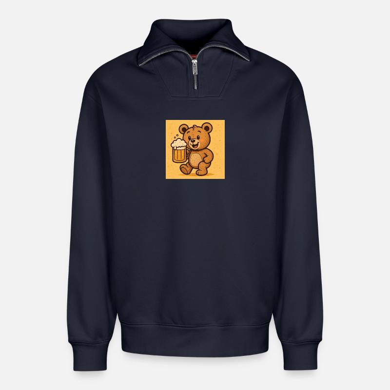 Party sommer design - Relaxed Unisex Organic Half Zip Sweatshirt – von SPREAD - Navy