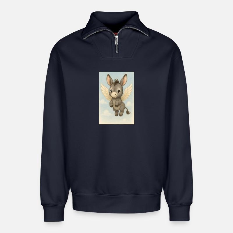 Mouche - Sweat unisexe décontracté en coton biologique à demi-zip – de SPREAD - bleu marine