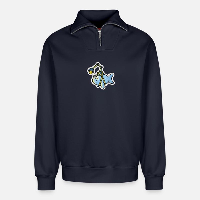 Lanternfish - Relaxed Unisex Organic Half Zip Sweatshirt – by SPREAD - navy