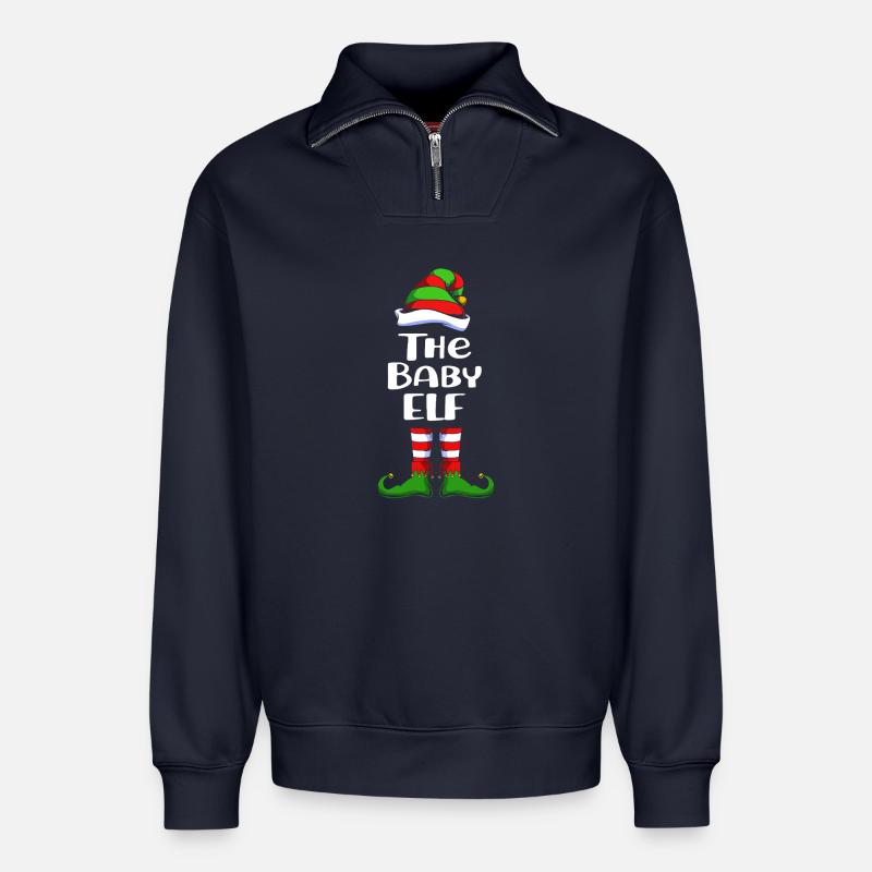 Baby Nachwuchs Elfe Elf Weihnachtsgeschenk - Relaxed Unisex Organic Half Zip Sweatshirt – von SPREAD - Navy
