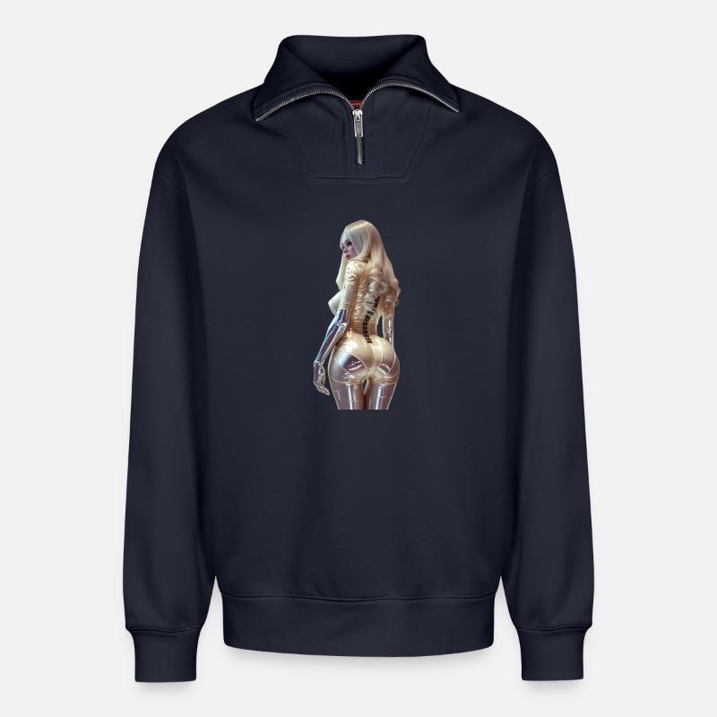 Cogito 01 (without text) - Relaxed Unisex Organic Half Zip Sweatshirt – by SPREAD - navy